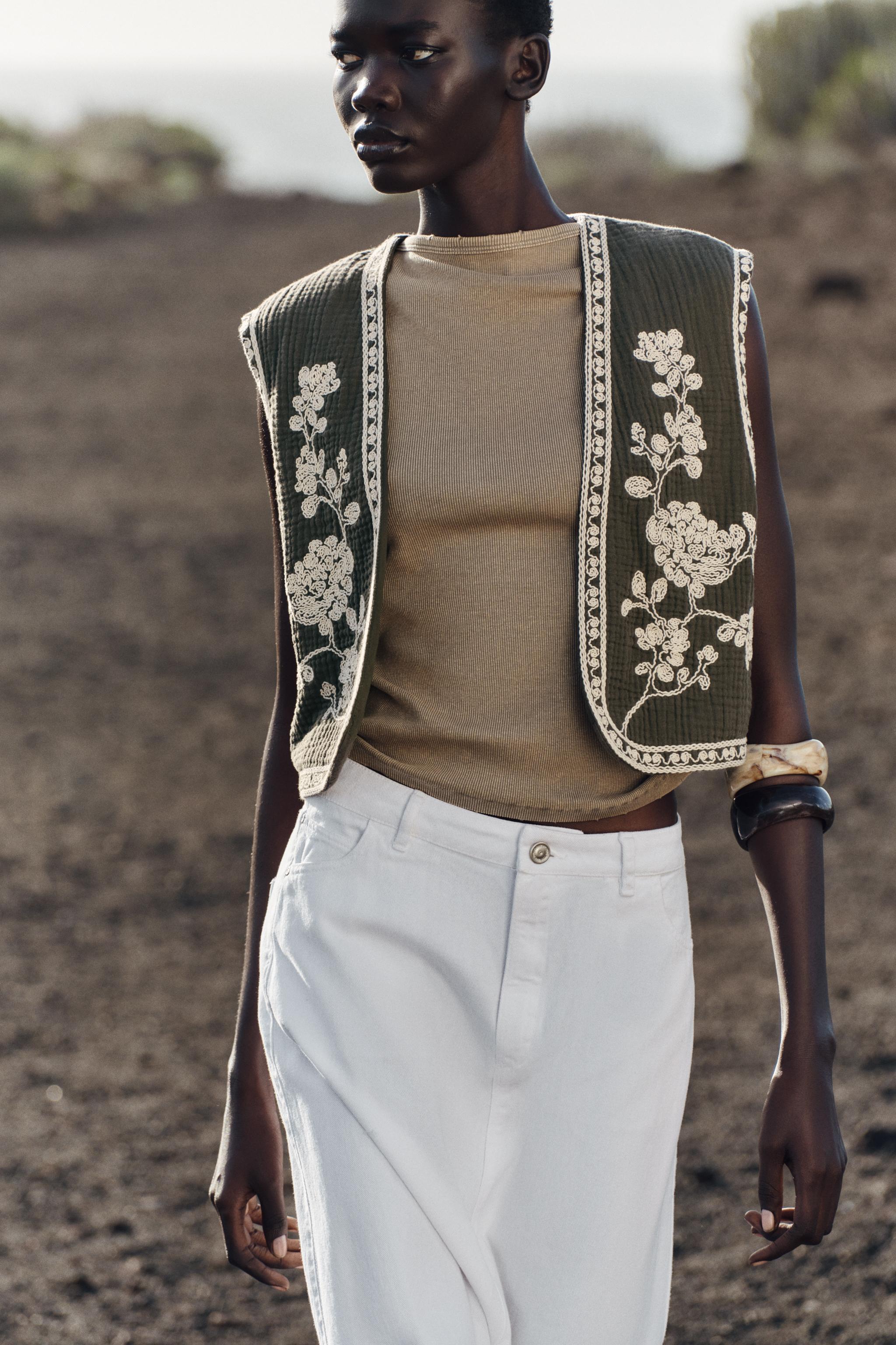EMBROIDERED VEST - Khaki | ZARA Canada