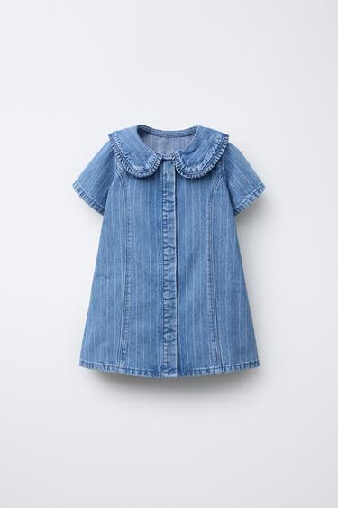STRIPED DENIM DRESS - Mid-blue by Zara - Image 0