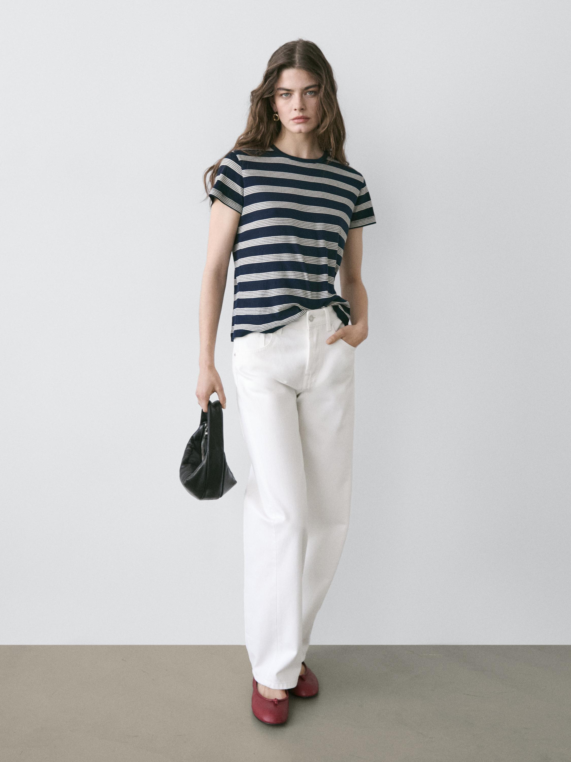 100% cotton striped short sleeve T-shirt