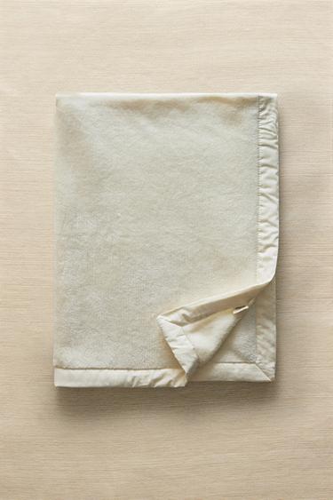 COTTON FLEECE BABY BLANKET - Ecru by Zara
