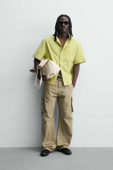 RELAXED FIT COTTON/VISCOSE SHIRT - Lime by Zara - Image 0