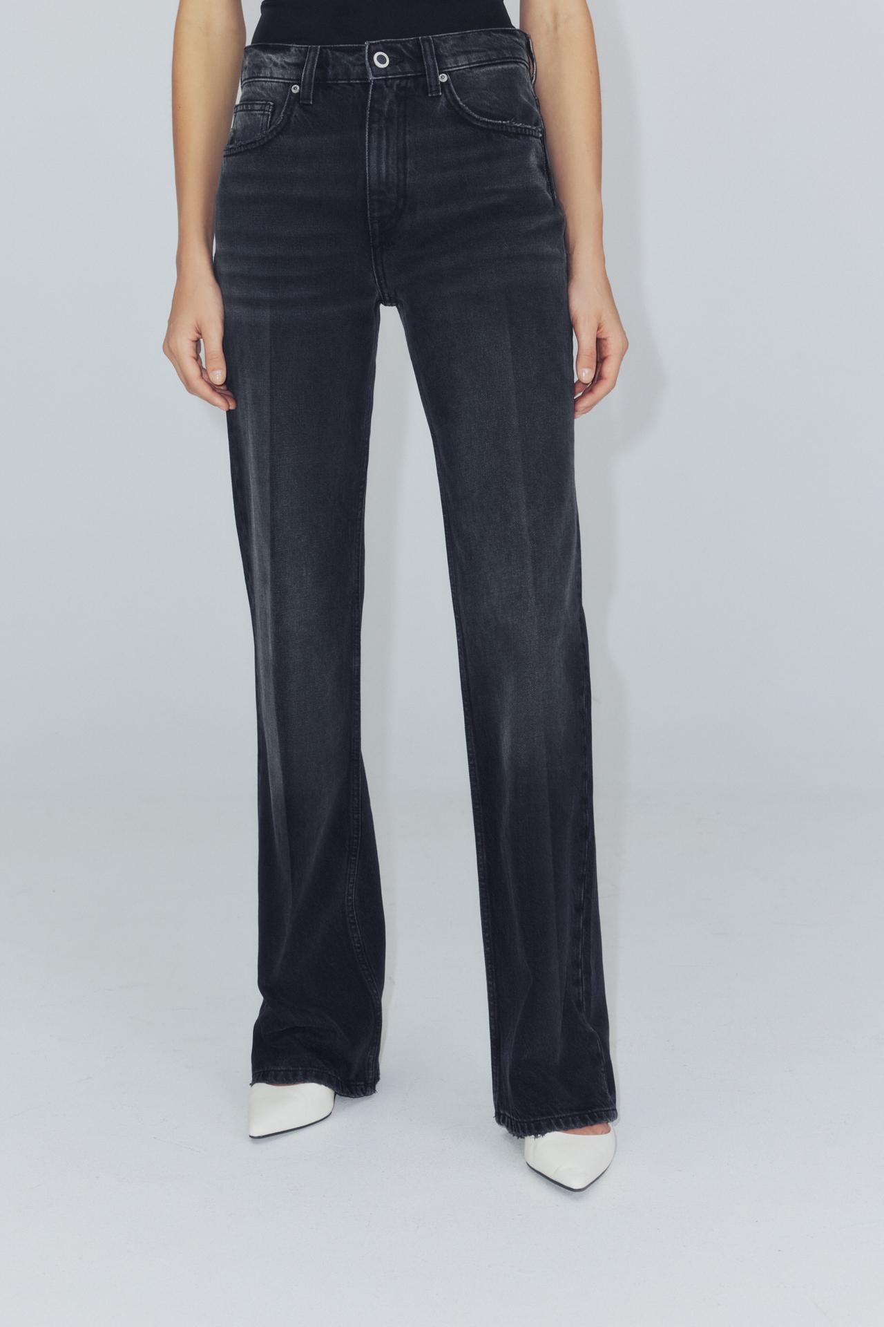 ZW COLLECTION MID-RISE FLARE FIT JEANS — Black