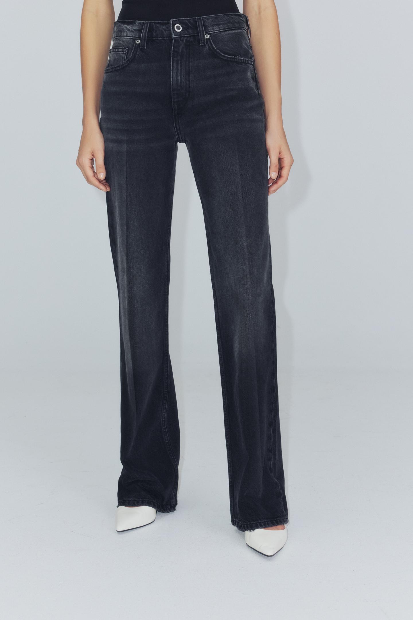 Женские джинсы Zara ZW Collection Mid-Rise Flare Fit, цвет: Чёрный — фото 2