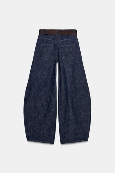JEAN ZW COLLECTION BARREL AVEC CEINTURE - Bleu de Zara - Image 6