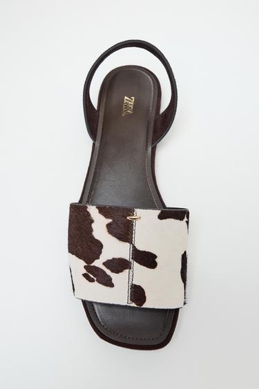 САНДАЛИИ ИЗ КОЖИ С МЕХОМ — Разноцветный от Zara