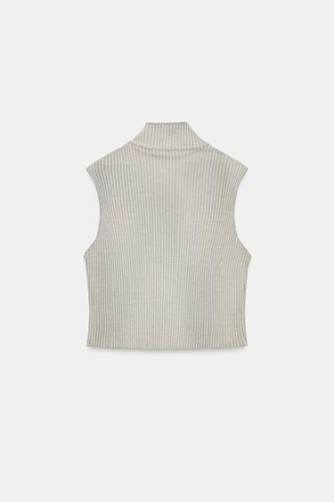 WASHED EFFECT GILET TOP WITH POCKET - Light khaki by Zara - Image 5