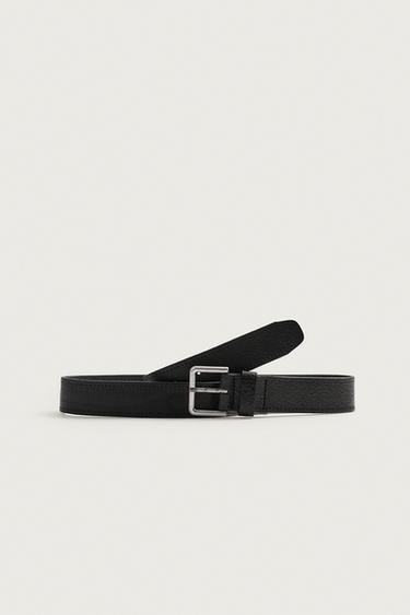 VINTAGE-EFFECT LEATHER BELT - Black by Zara