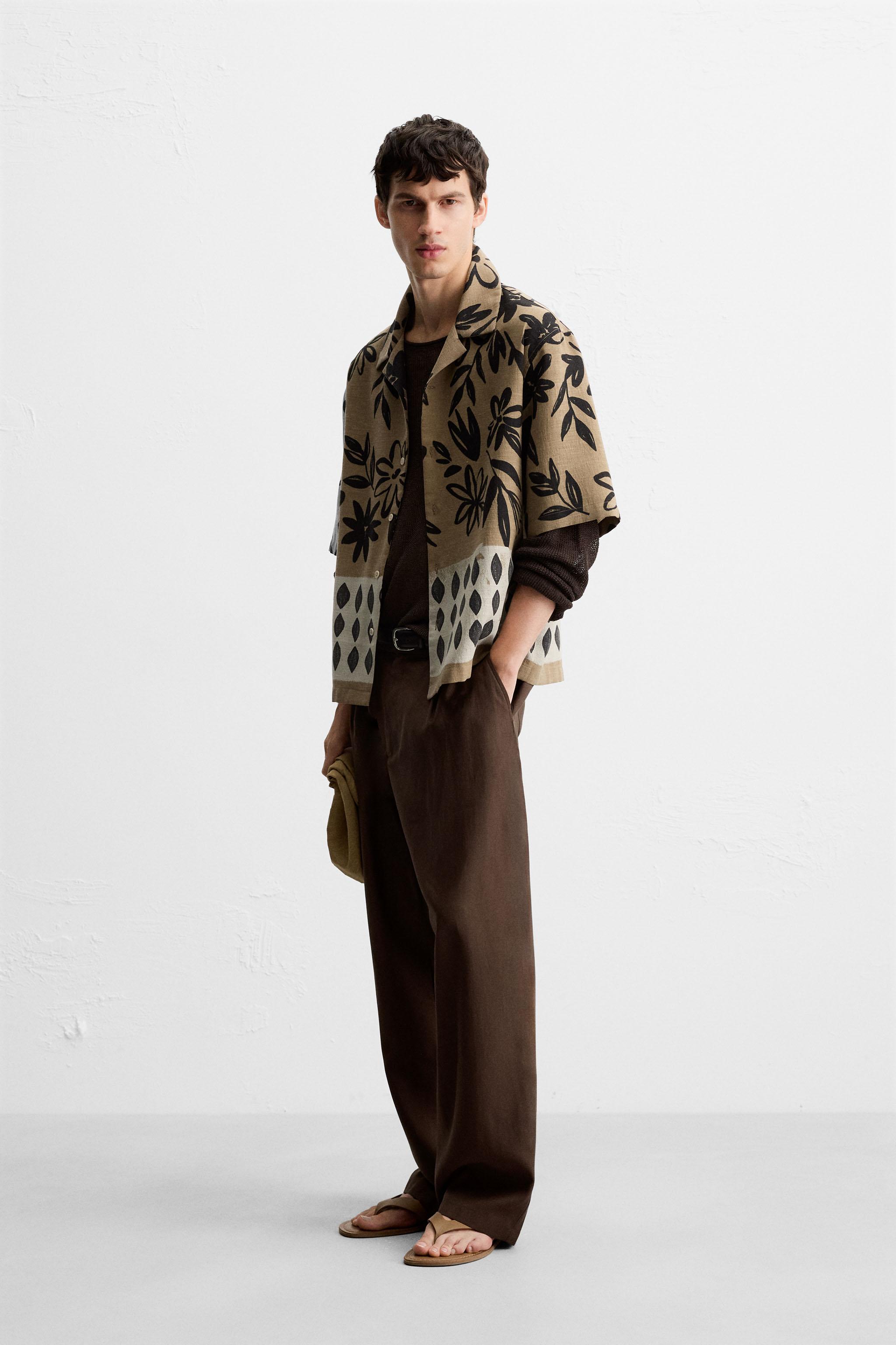 スペイン発送 ZARA コントラストプリントのウォッシュTシャツ org.jpg