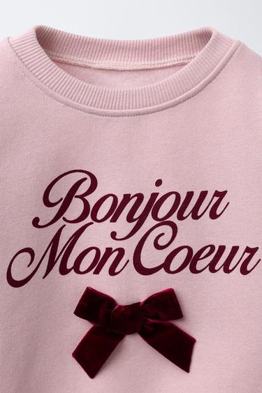 VELVET BOW SWEATSHIRT - Dusty pink by Zara - Image 2