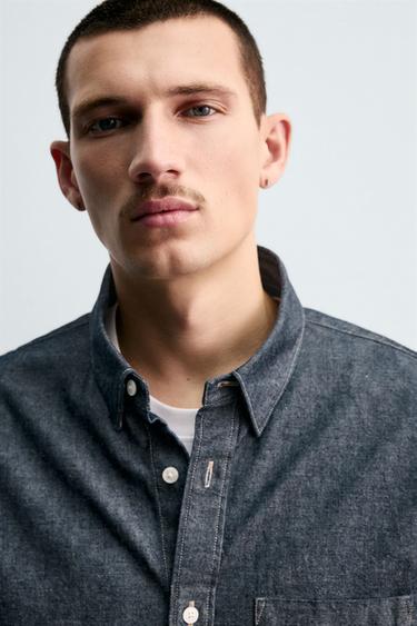 CHEMISE EN JEAN COUPE DÉCONTRACTÉE - Bleu de Zara - Image 4
