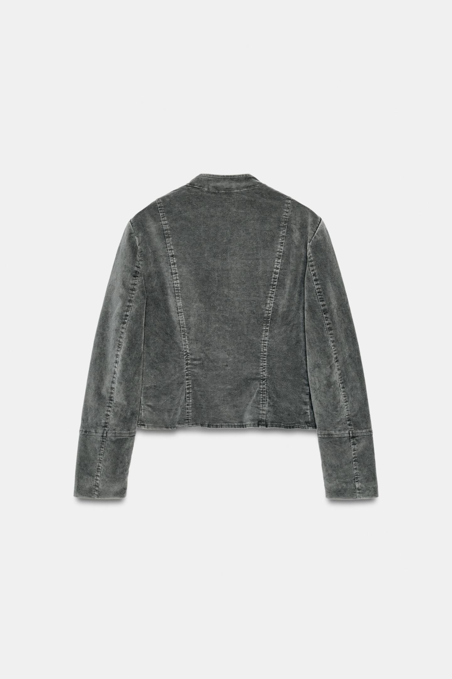 Женская куртка Zara Fitted Velvet, цвет: Серый — фото 7