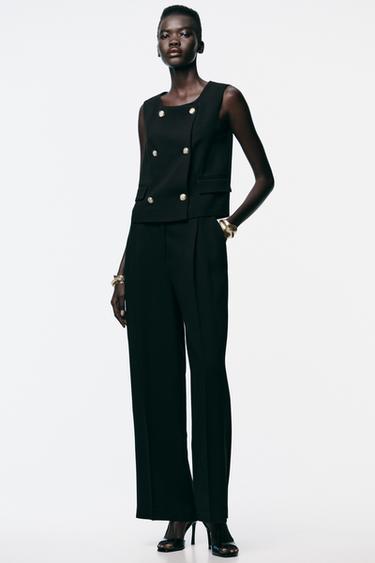 WIDE-LEG TROUSERS WITH DARTS - Black by Zara