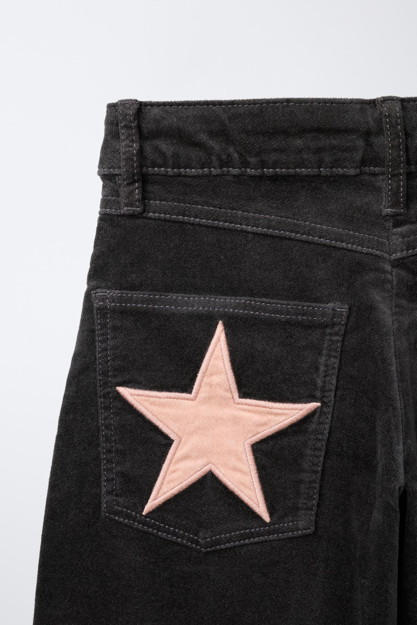 Детские брюки Zara Velvet Star Wide-Leg, цвет: Серый — фото 4