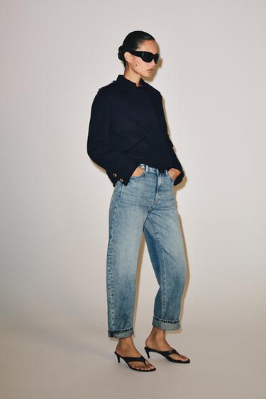 ZW COLLECTION CUFFED BALLOON JEANS - Mid-blue by Zara