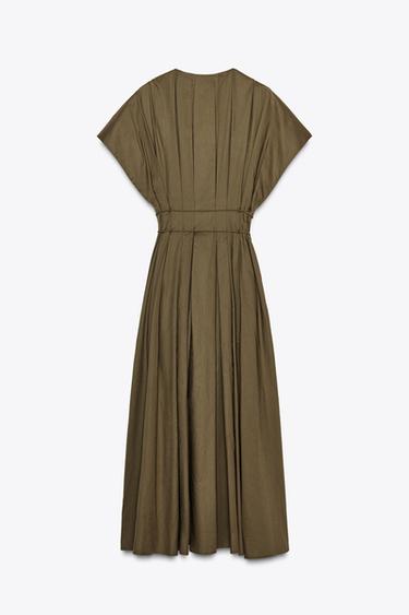 ROBE MIDI À PINCES ZW COLLECTION - Kaki foncé de Zara - Image 7