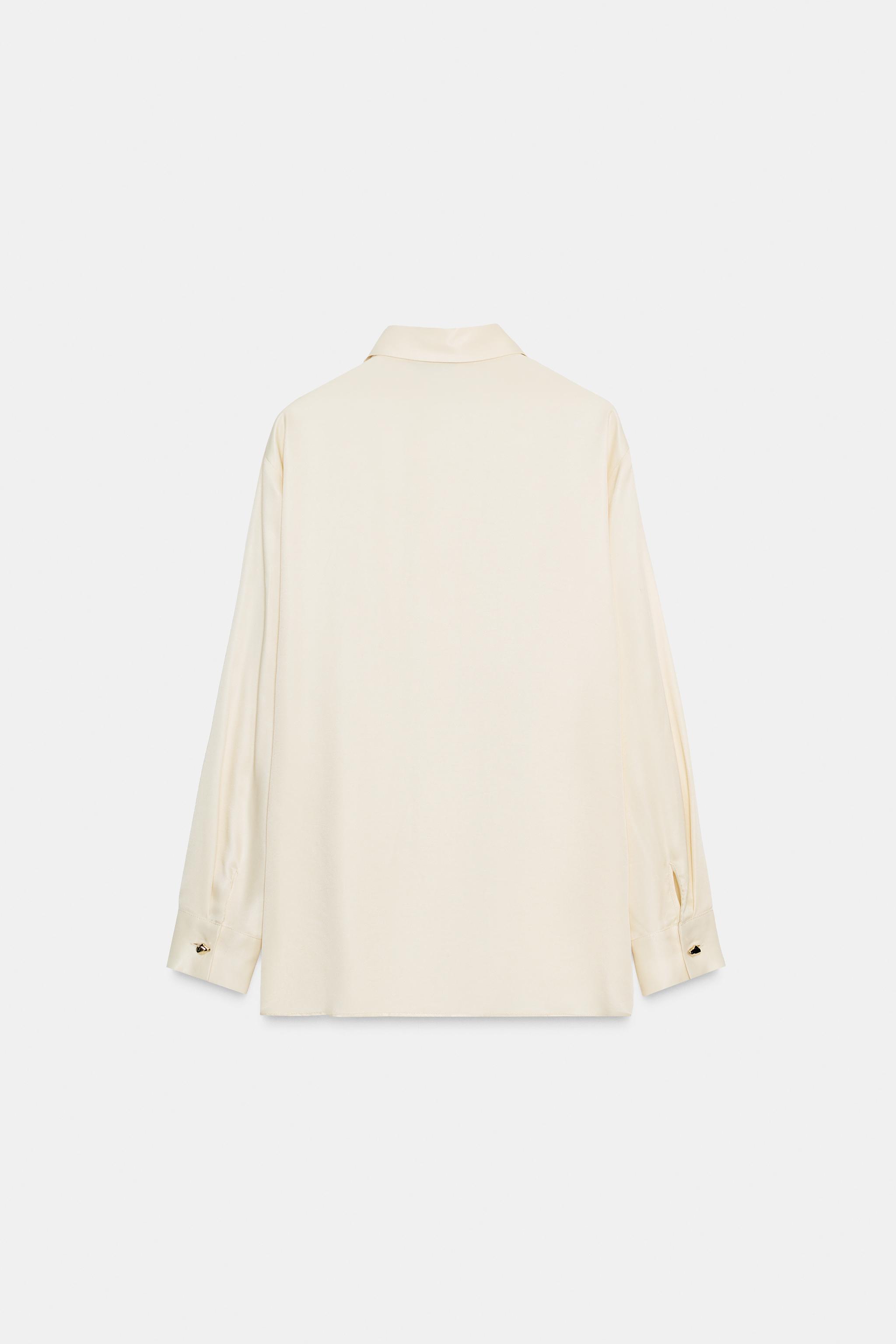 【新品】imperf Vintage Satin Shirt Ecru SATIN SHIRT WITH CROSSOVER DETAIL - Ecru | ZARA India