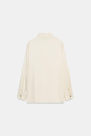 CHEMISE SATINÉE CROISÉE - Écru de Zara - Image 6