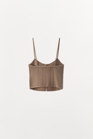 CORSET EN MAILLE À LACETS - Marron / Taupe de Zara - Image 5