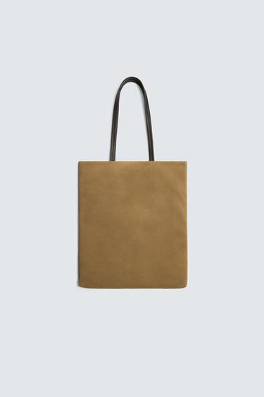 BOLSO SHOPPER PIEL - Marrón Tabaco de Zara