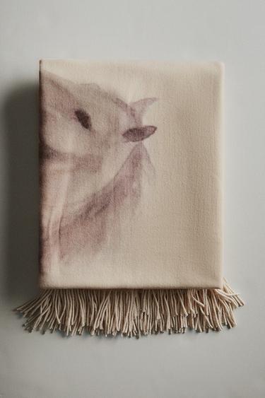 COUVERTURE LAINE FRANGES - Beige de Zara - Image 4