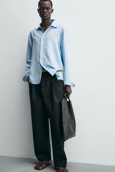 CHEMISE FLUIDE À RAYURES - Bleu clair de Zara - Image 5