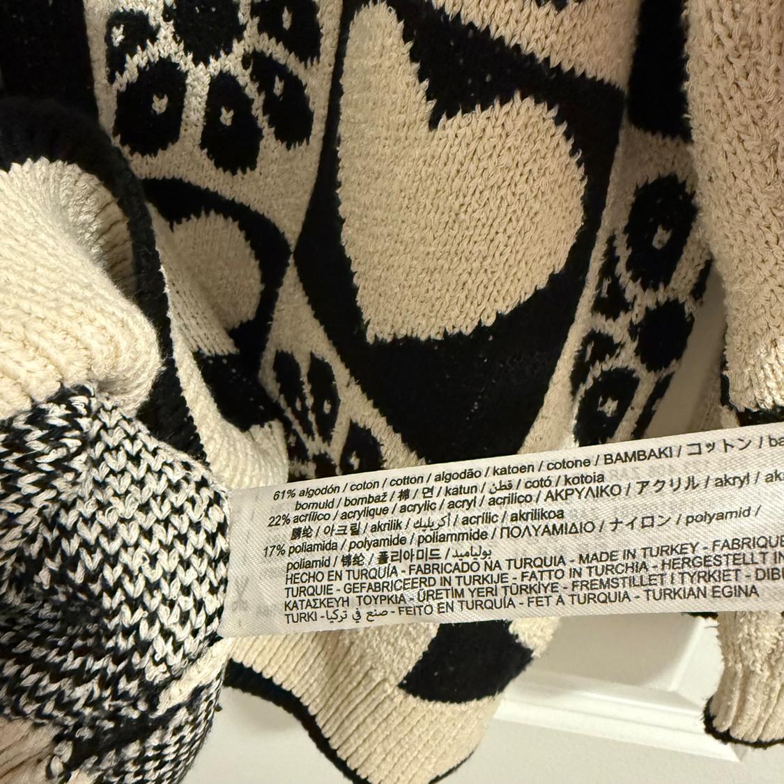 ZARA CHECKERED KNIT JACQUARD CARDIGAN HEART FLORAL PATTERN SIZE L - Image 5