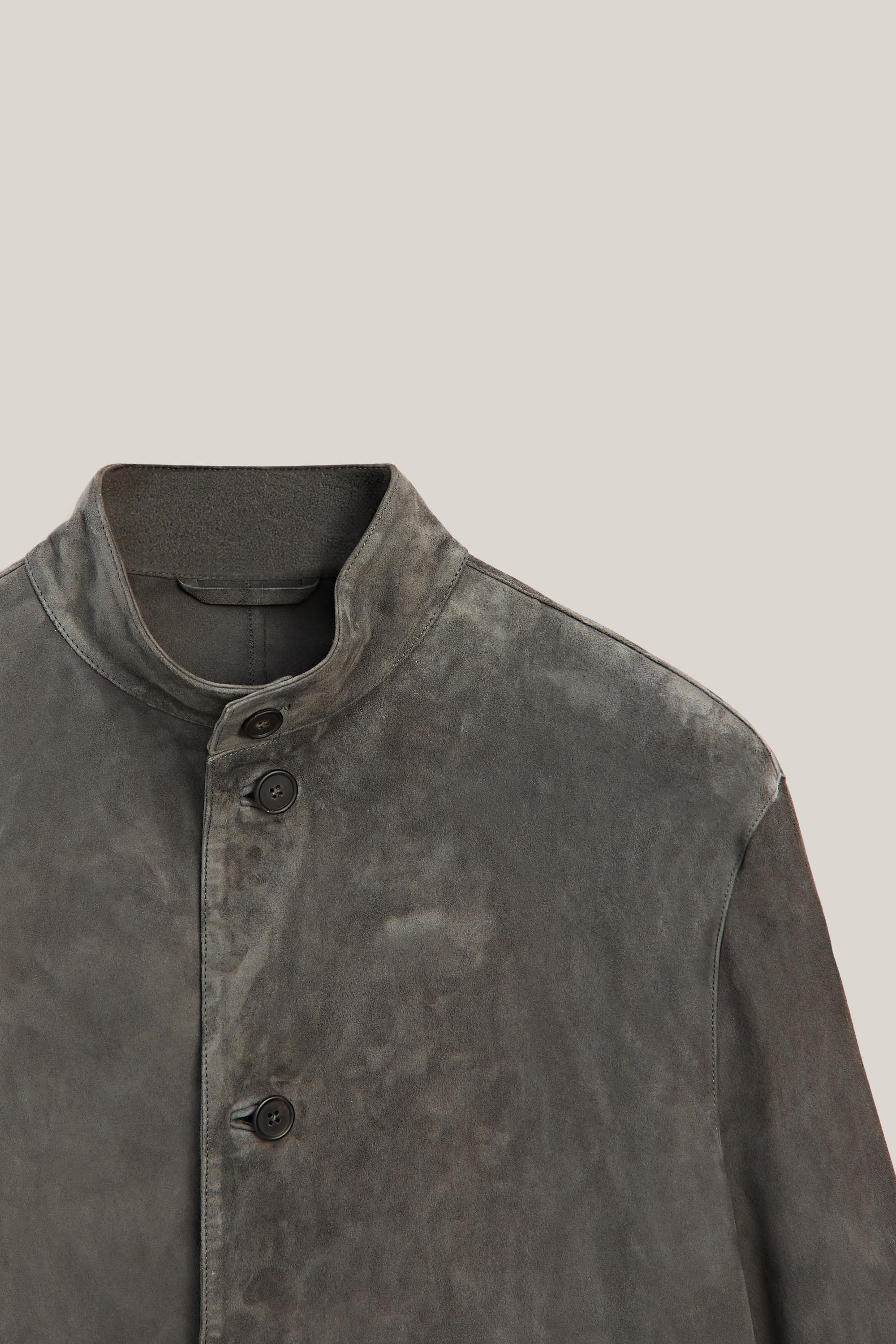 Suede leather overshirt with stand collar - LIMITED EDITION
