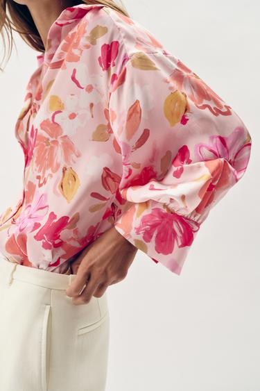 FLORAL PRINT SATIN SHIRT - Multicoloured by Zara - Image 4
