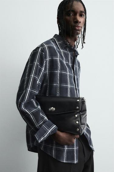 CHEMISE FLUIDE À CARREAUX - Bleu marine de Zara - Image 6