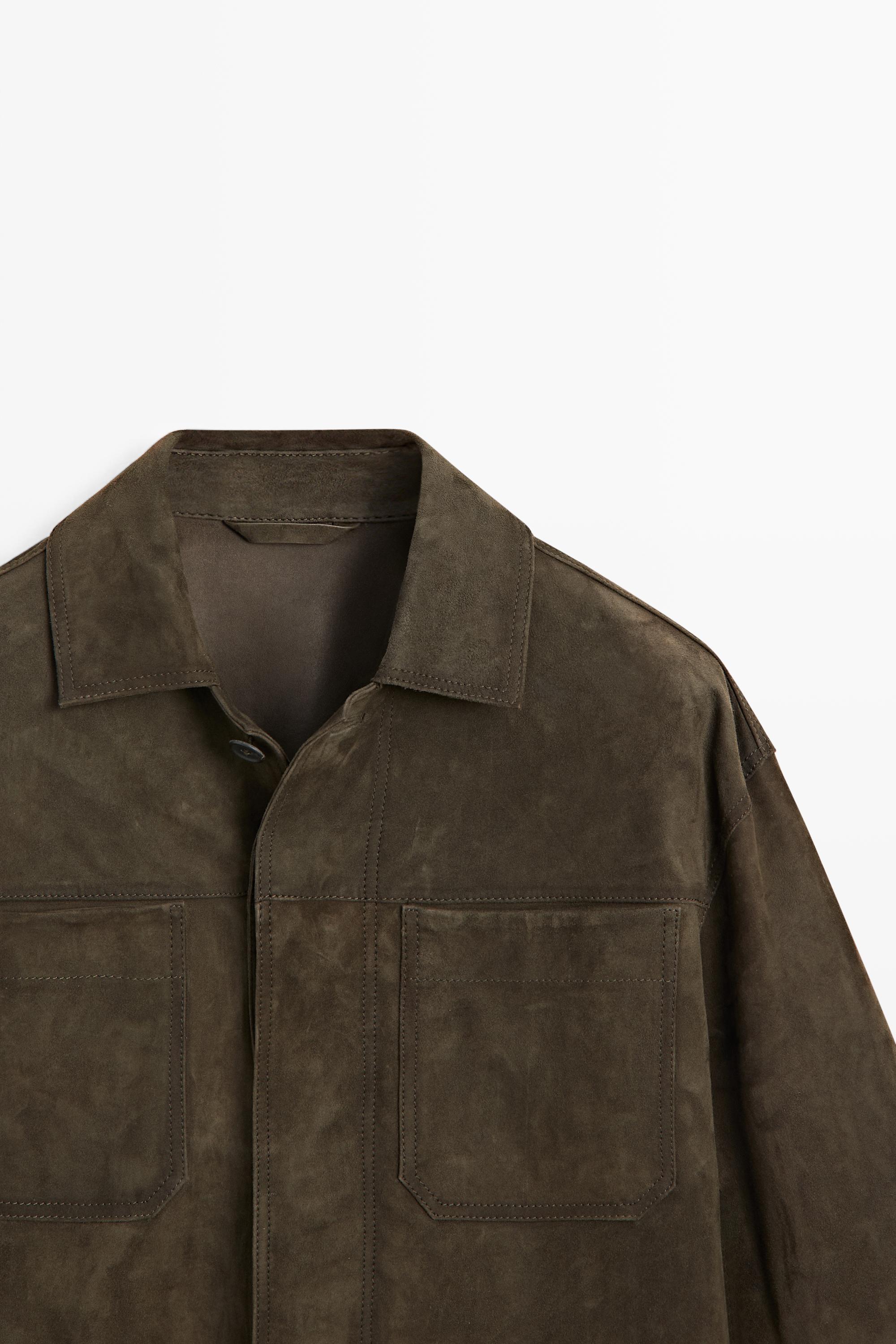 Veste en cuir effet daim relaxed fit