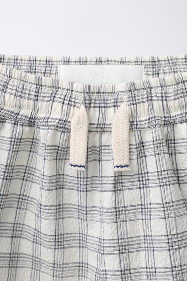 PUKAS SURF SEERSUCKER CHECK BERMUDA SHORTS - Ecru / Black by Zara - Image 2
