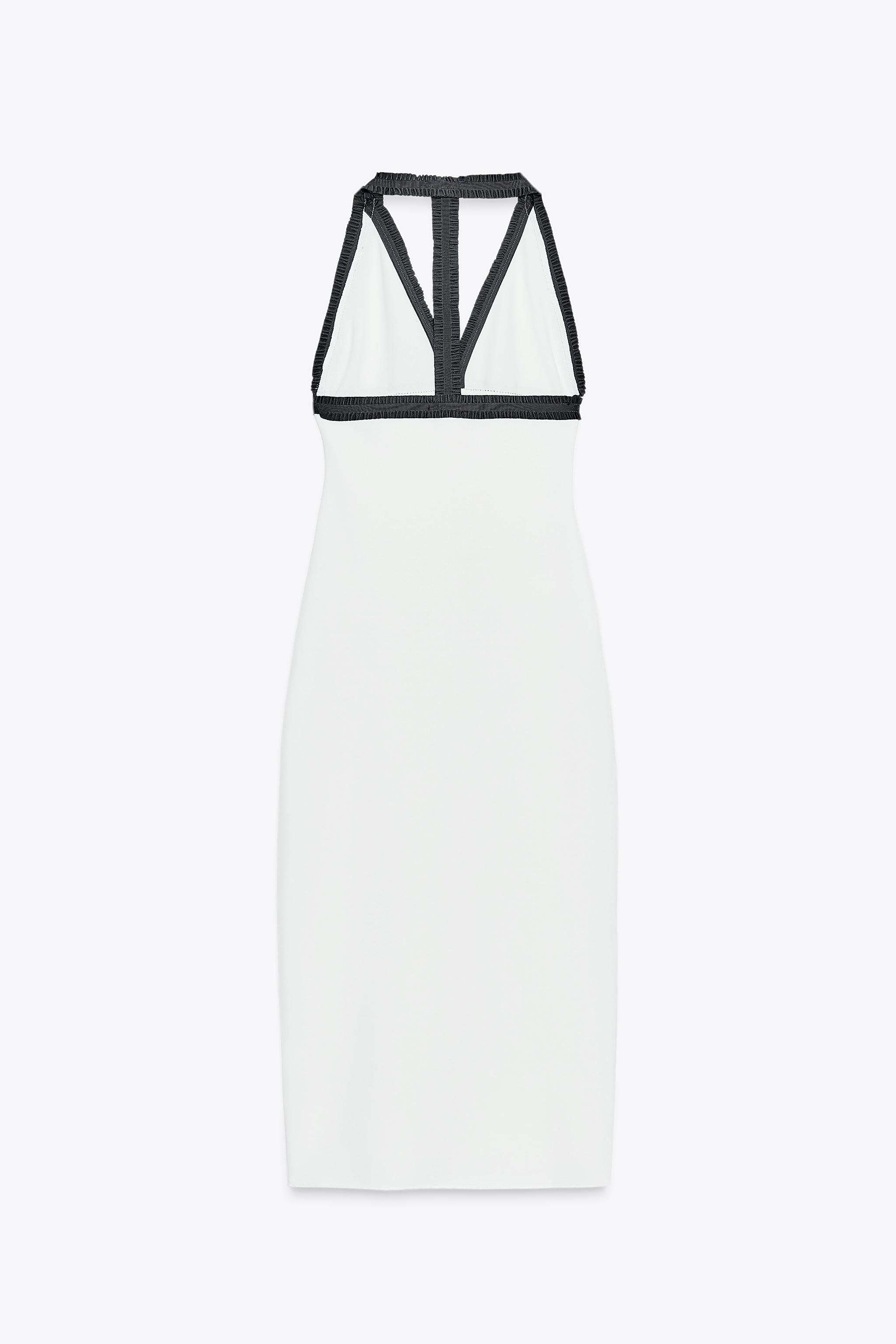 【ZARA】コントラストストレッチホルターネックワンピース ZARA】コントラストストレッチホルターネックワンピース (ZARA