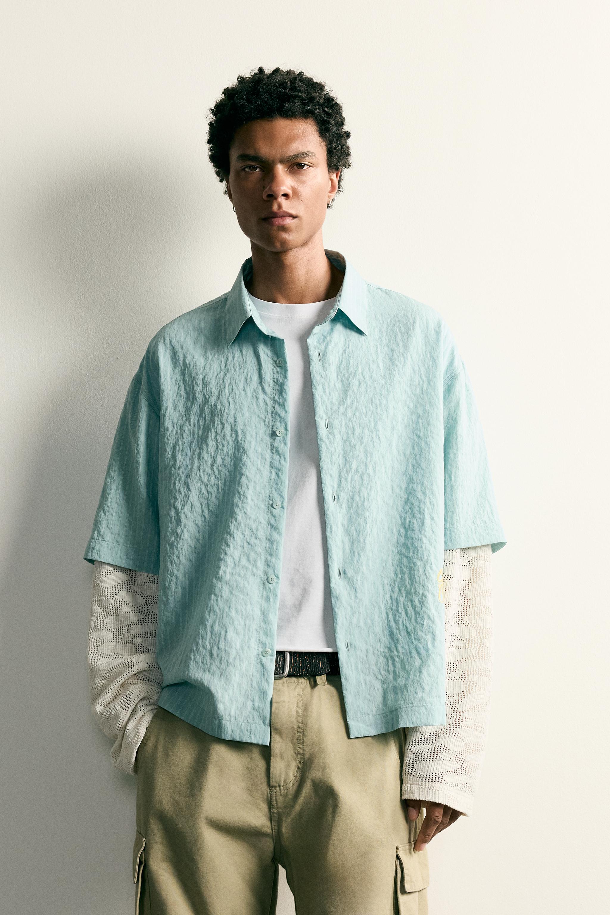 RELAXED FIT SHIRT WITH LAYERED SLEEVE DETAIL