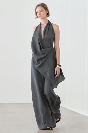 Combinaison asymétrique drapée - Bleu de Zara