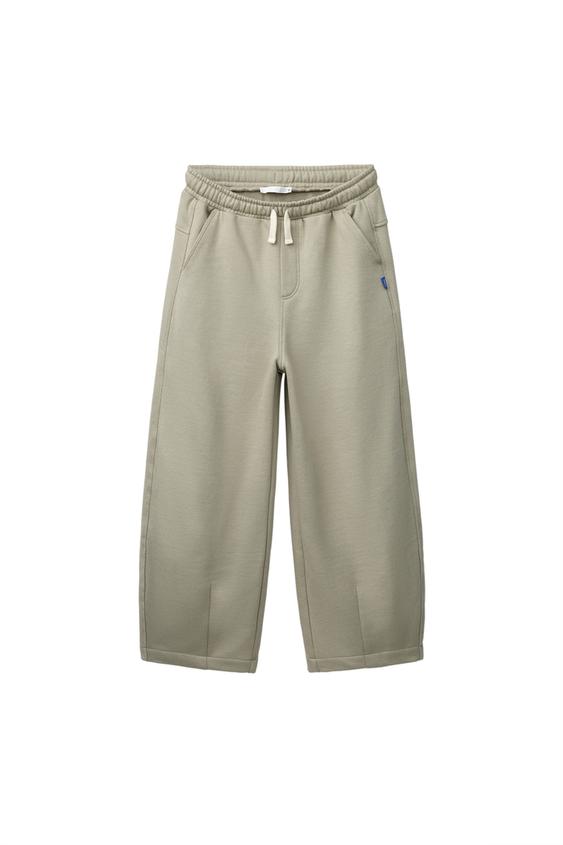 Zara BARREL PLUSH PANTS - Beige / Green - Image 0
