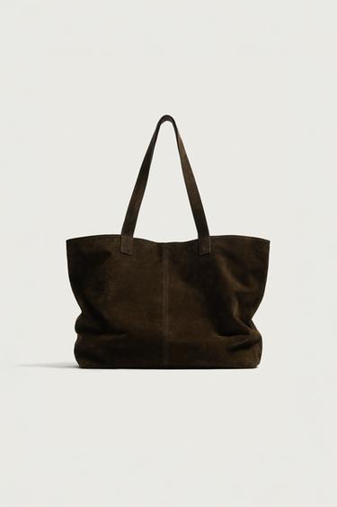 LEATHER SHOPPER BAG — Brown 1