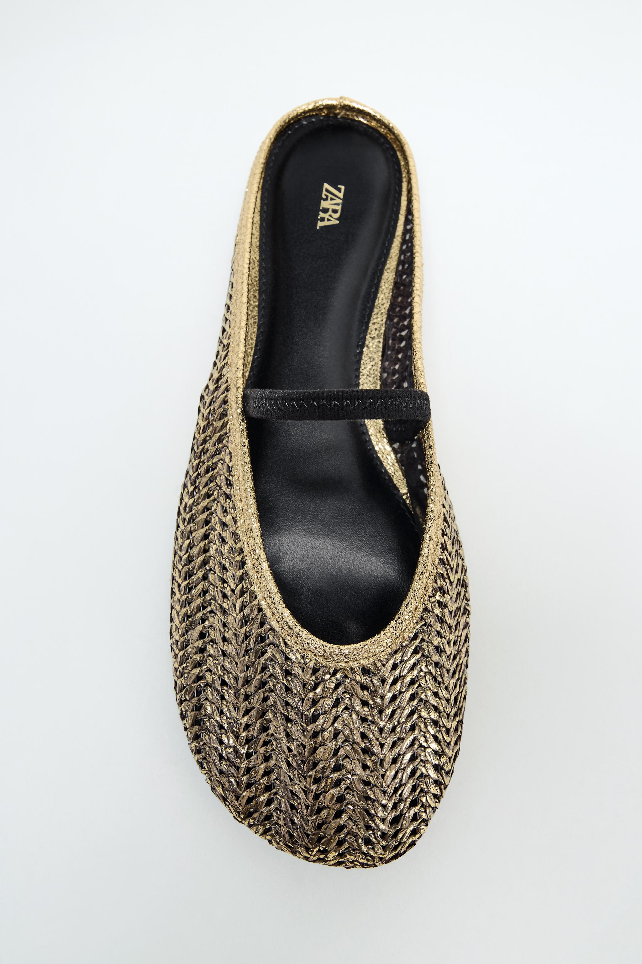 WOVEN METALLIC MULE BALLET FLATS