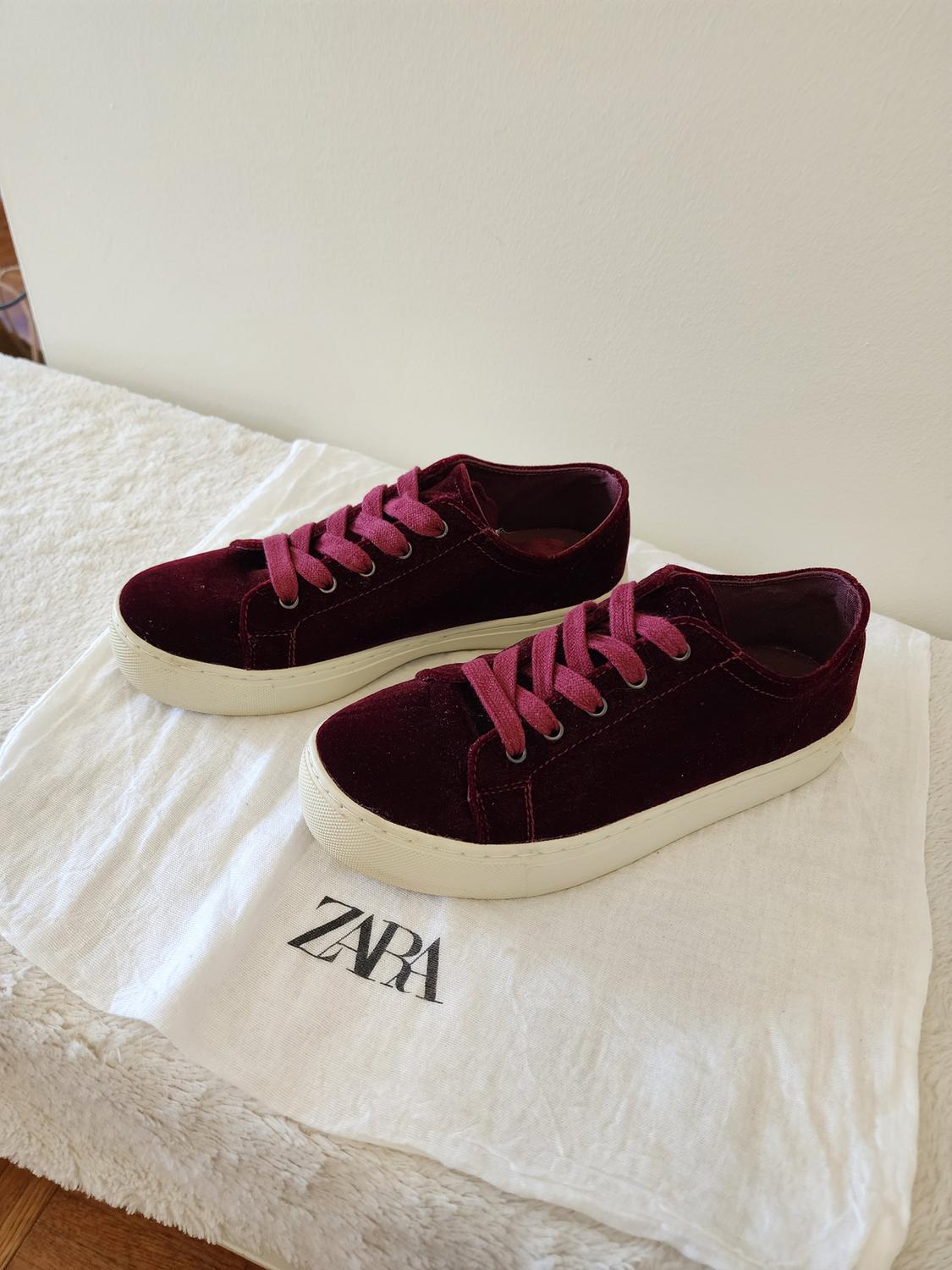 BURGUNDY RED VELVET CLASSIC LACE UP SNEAKERS - Image 2