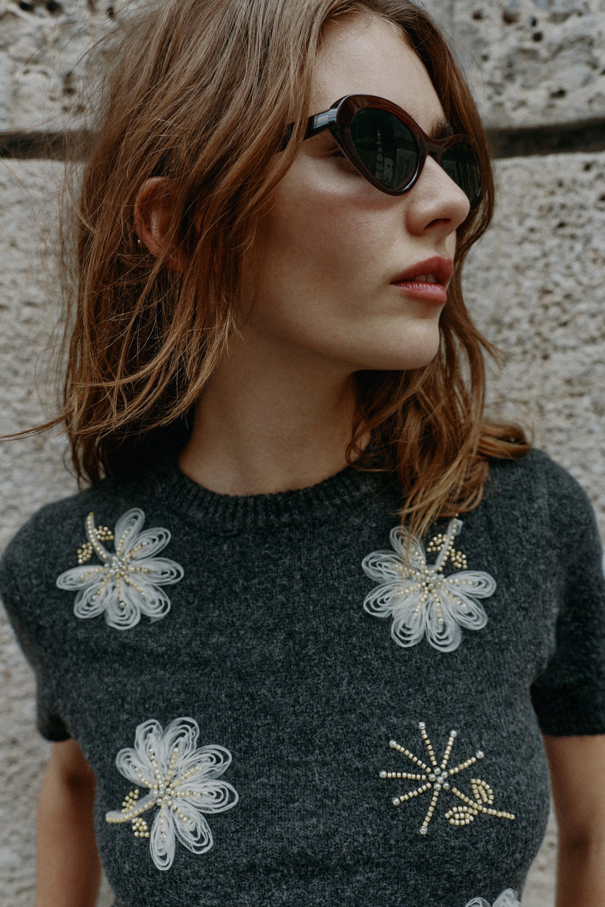 PULL EN MAILLE MANCHES COURTES FANTASIE