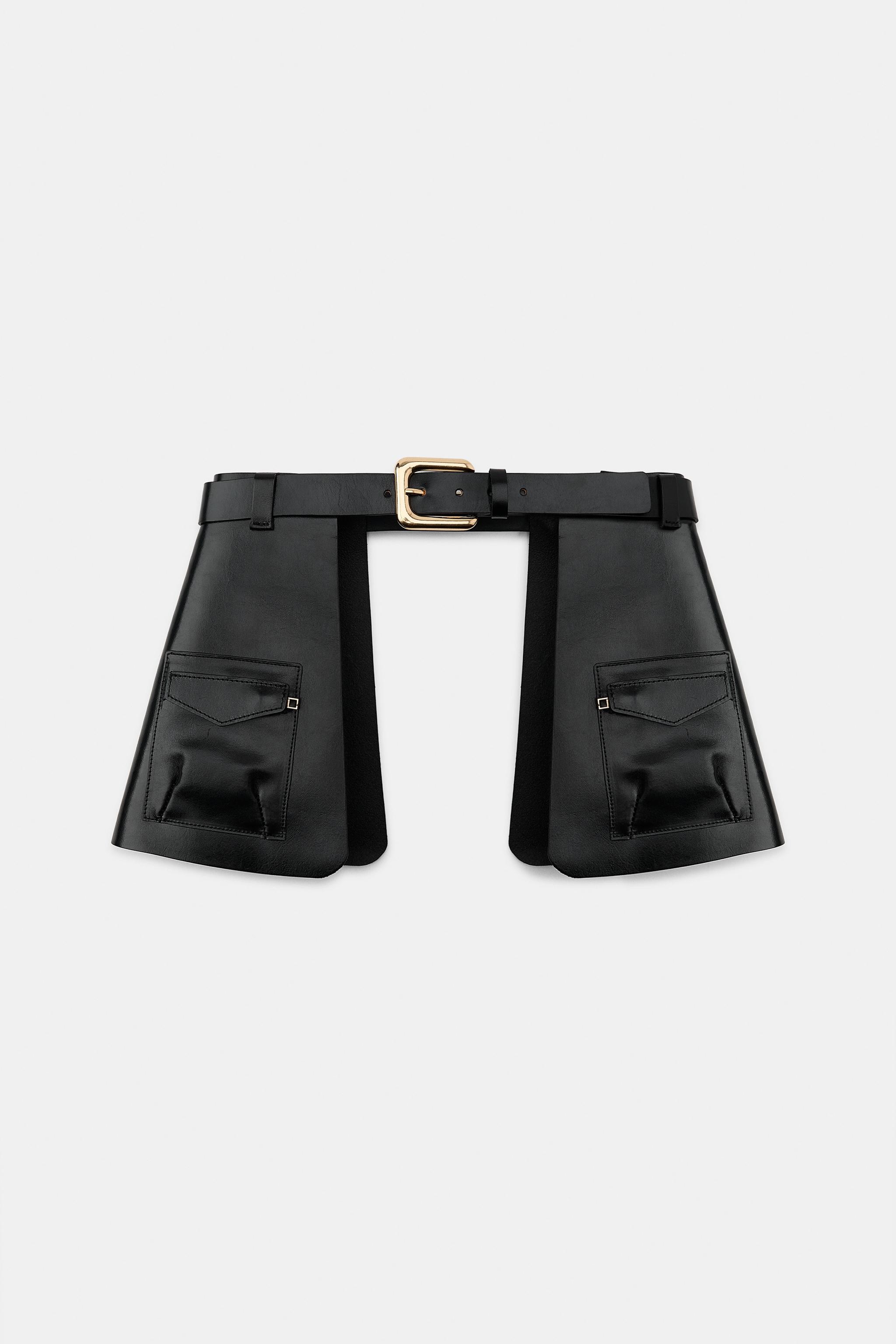 CEINTURE JUPE 100% CUIR À POCHES