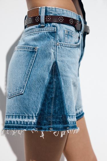 Zara MOM FIT SHORTS Z1975 - Mid-blue