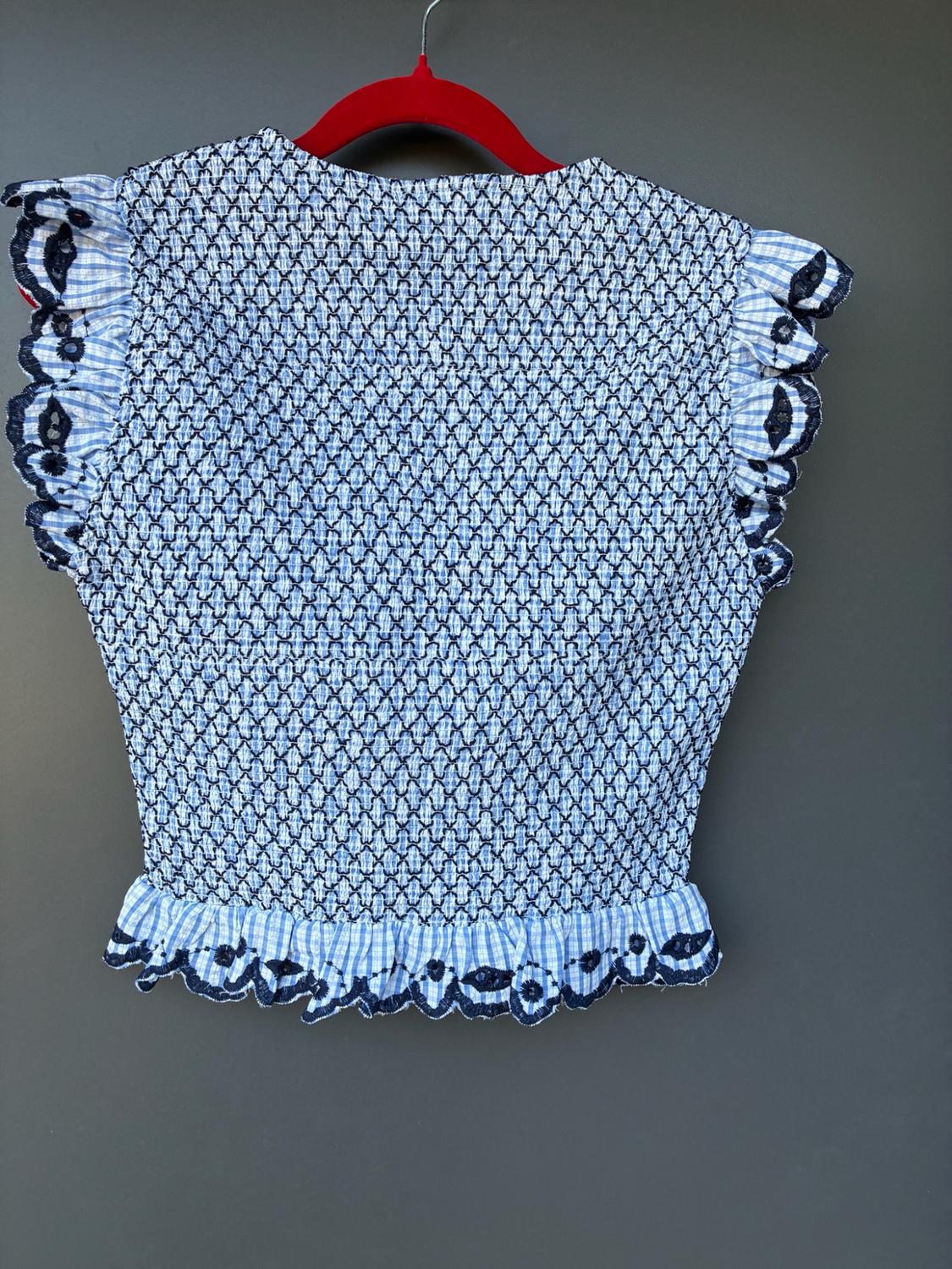 CHECKED SMOCKED TOP - Image 4