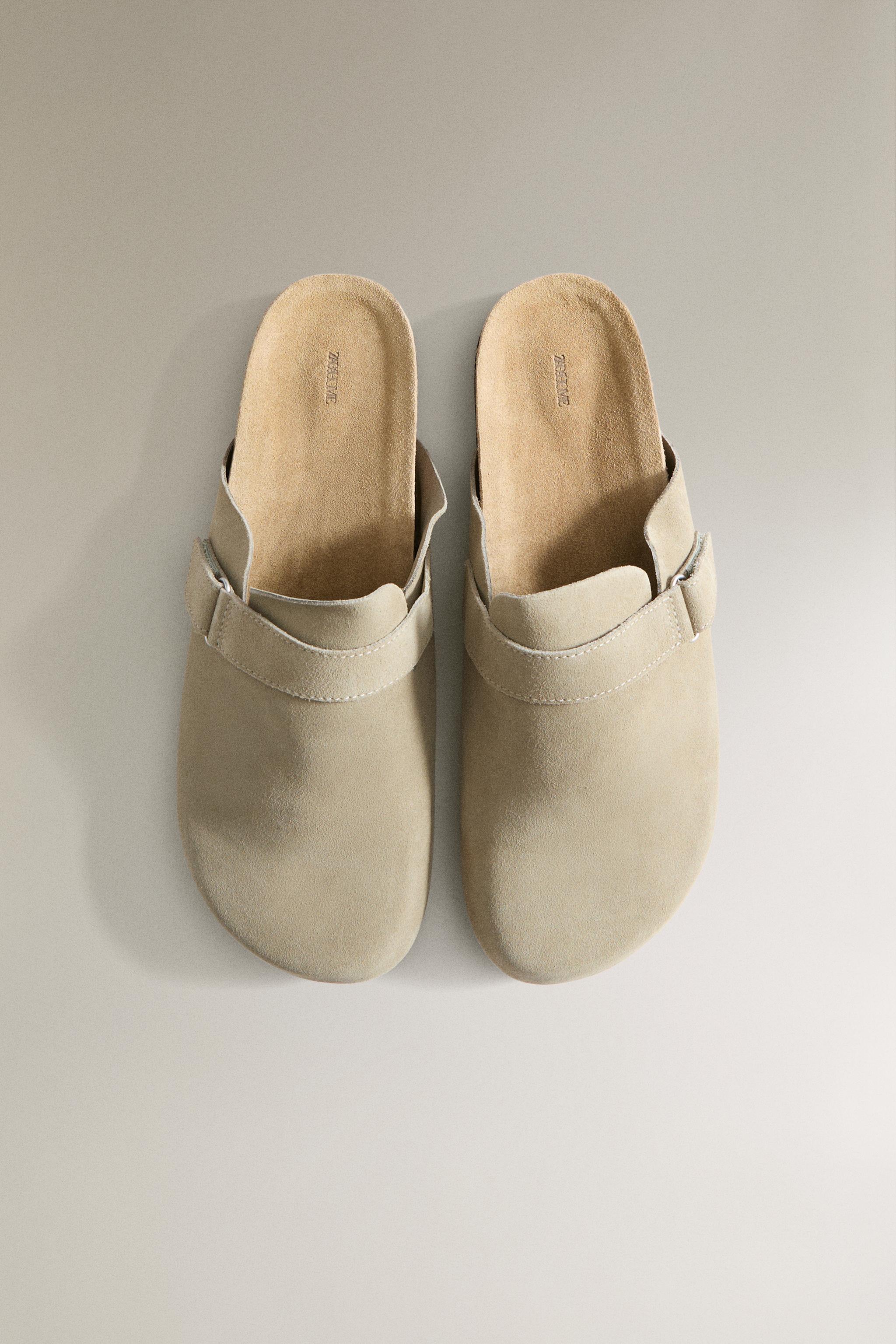 LEATHER MULE CLOGS WITH STRAP
