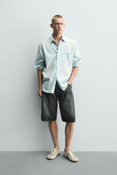 BAGGY FIT DENIM BERMUDA SHORTS - Charcoal by Zara