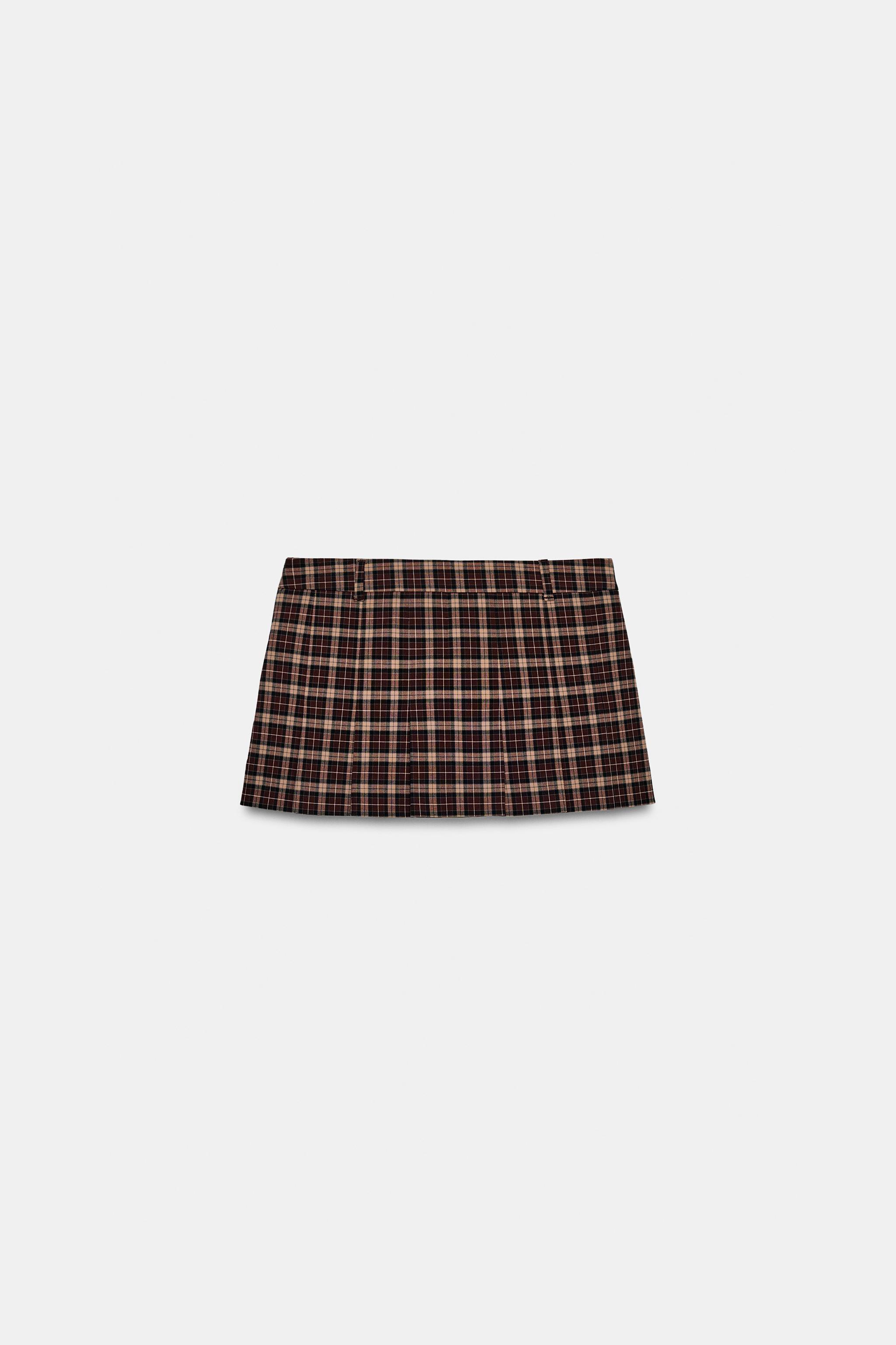 JUPE-PANTALON À PLIS PLATS ET CARREAUX