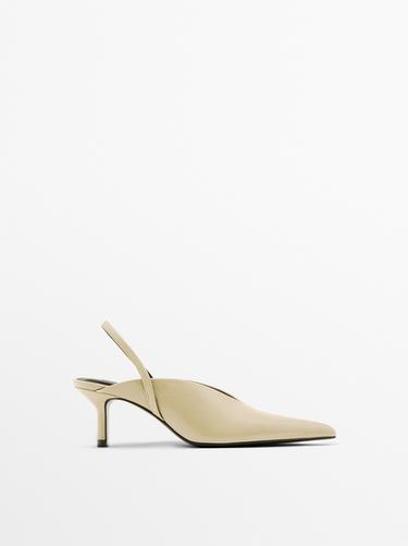 High-heel slingback shoes — Ecru 1