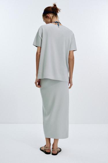 PLAIN KNIT MIDI SKIRT - Pearl grey by Zara - Image 5