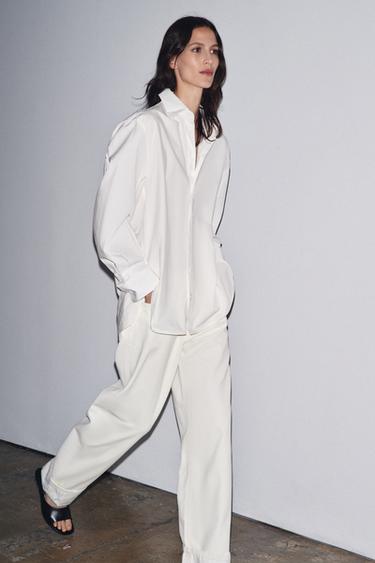 ÁO SƠ MI VẢI POPLIN ZW COLLECTION - Màu trắng từ Zara - Hình ảnh 0