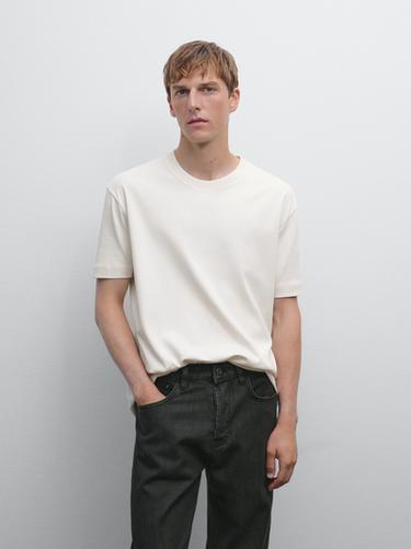 Zara 100% cotton medium weight T-shirt - Ecru