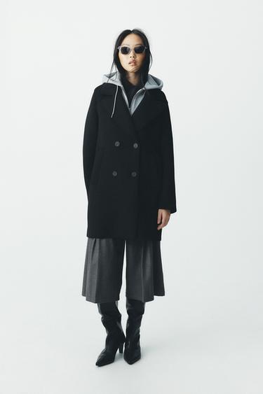 COAT WITH DETACHABLE HOOD - Black by Zara